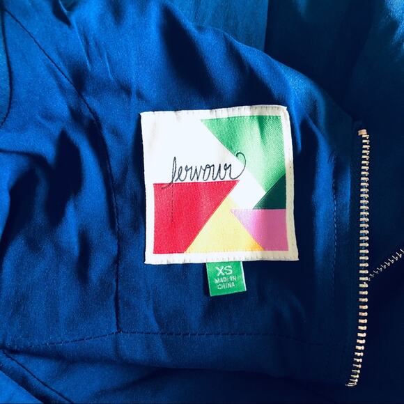 Modcloth Women's XS Fervour V-Neck 'Triumphantly' Blue Cocktail Dress VTG Style - Picture 8 of 12